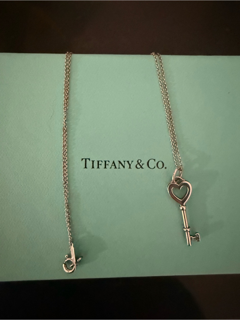 Tiffany & Co. Silver Heart Key Pendant Necklace
